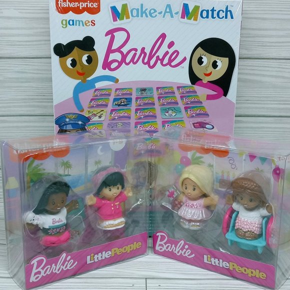 Fisher-Price Barbie Make a Match Game & Barbie Little People Figures - Picture 1 of 3